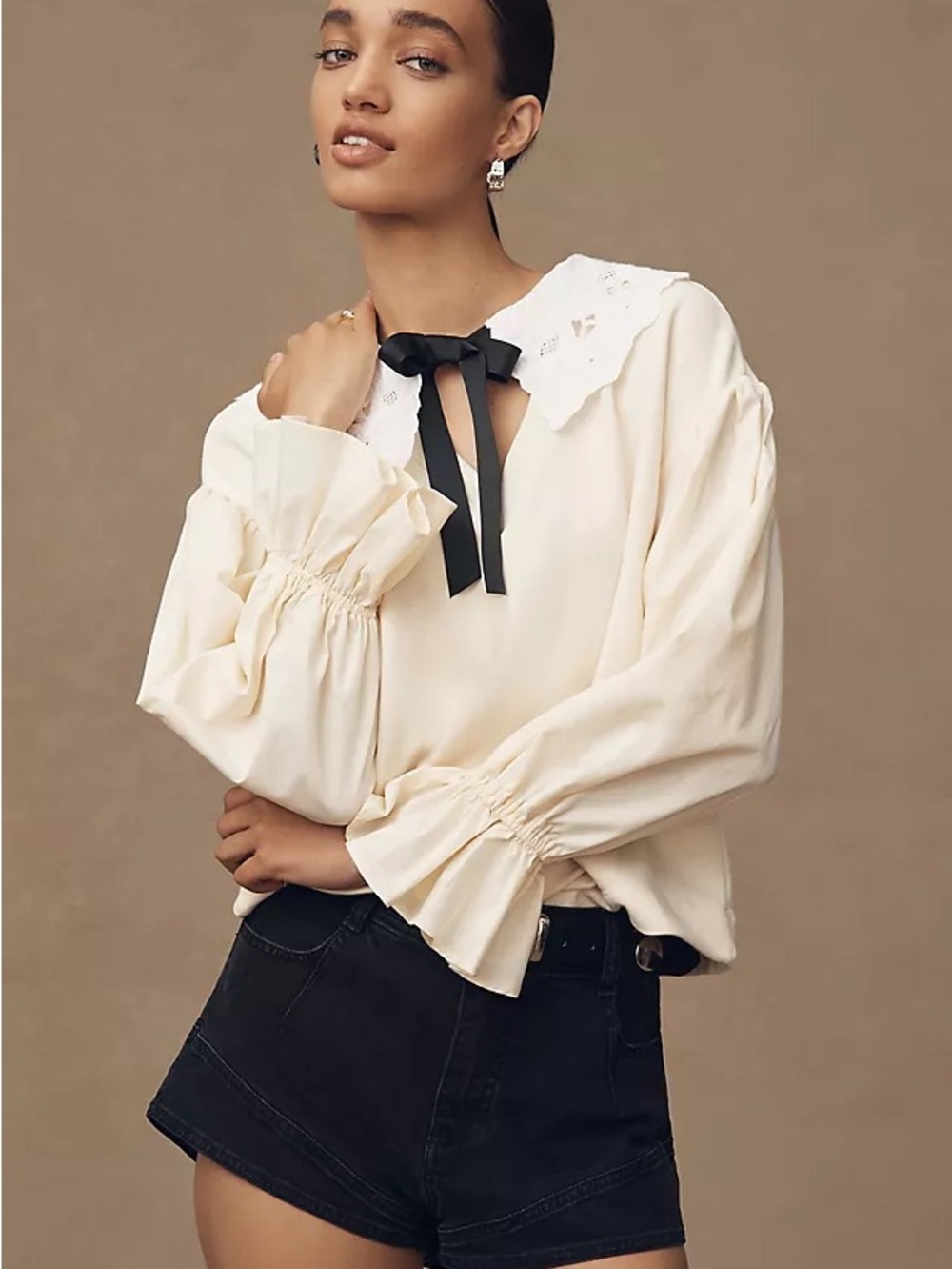 NWT Anthropologie Peter Pan Collar Sweatshirt XS P